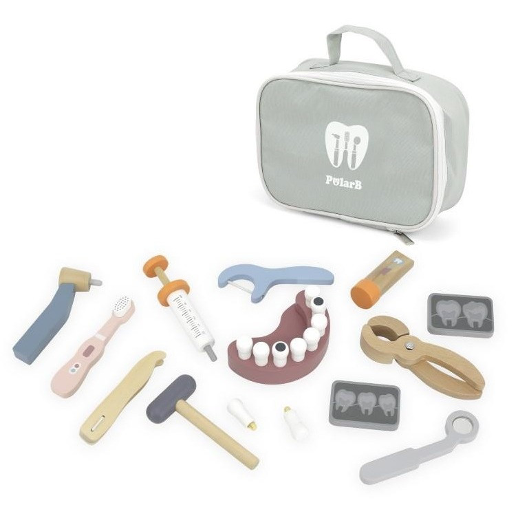 wooden toy dentist set