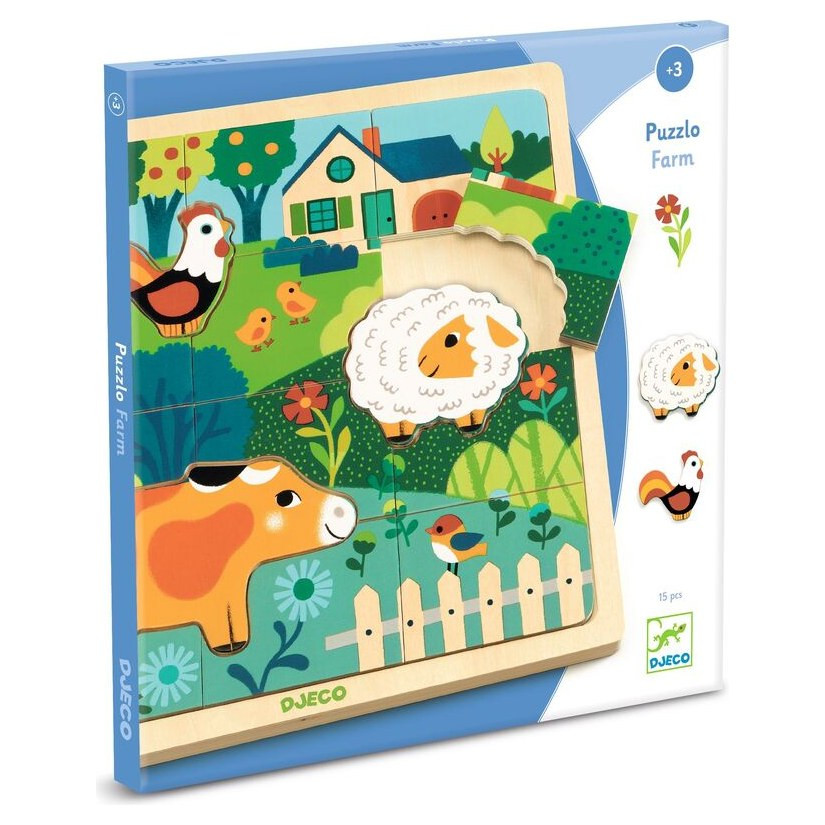 Djeco 12 Piece Wooden Farm Puzzle - image 3