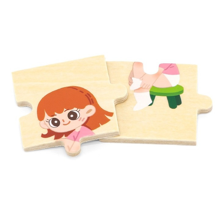 VIGA Getting Dressed Sequence Puzzle Set Kids Educational Wooden Toy