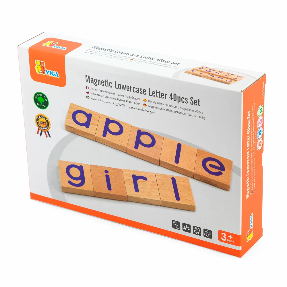 Wooden Magnetic Alphabet Lowercase Letters 40pc Set