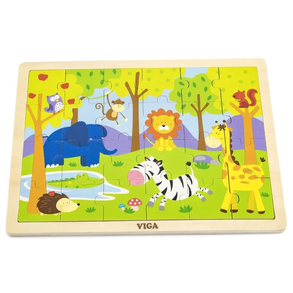 Viga Wooden Jigsaw Puzzle - Safari Animals