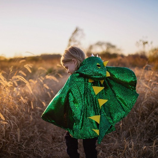 Great Pretenders Children's Metallic Green Dragon Cape Costume - image 7