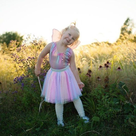 Great Pretenders Rainbow Sequins Skirt with Wings & Wand Children's Costume Set - image 7
