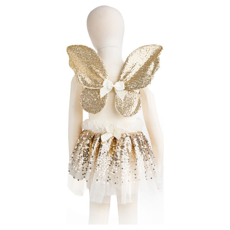 Great Pretenders Gracious Gold Sequins Skirt, Wings & Wand Kids Costume Set - image 2