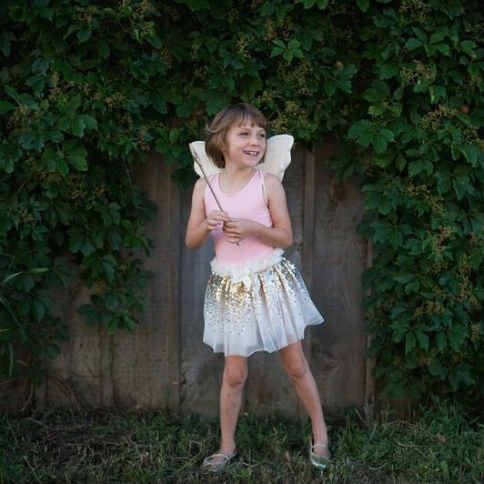 Great Pretenders Gracious Gold Sequins Skirt, Wings & Wand Kids Costume Set - image 9