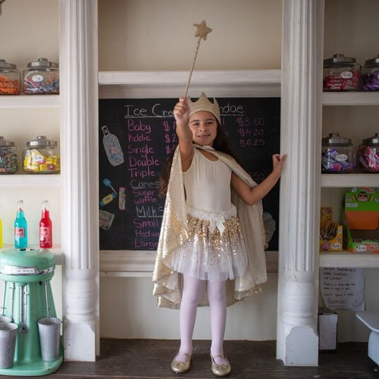 Great Pretenders Gracious Gold Sequins Skirt, Wings & Wand Kids Costume Set - image 11