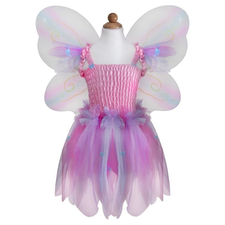 Great Pretenders Pink Butterfly Dress & Wings with Wand Kids Fairytale Costume Set - image 3