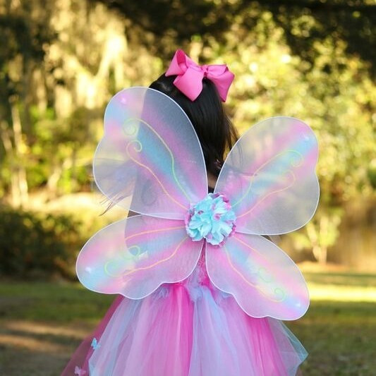 Great Pretenders Pink Butterfly Dress & Wings with Wand Kids Fairytale Costume Set - image 5