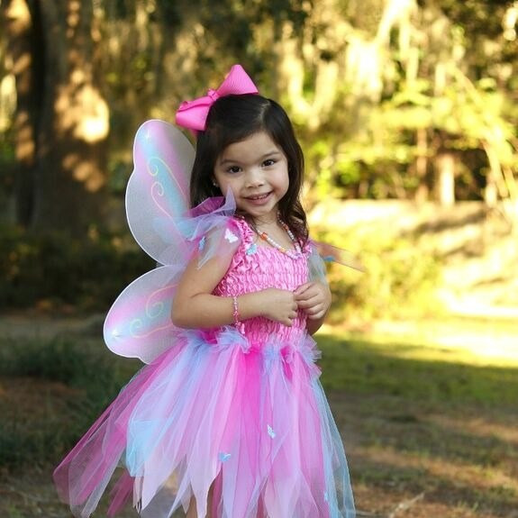 Great Pretenders Pink Butterfly Dress & Wings with Wand Kids Fairytale Costume Set - image 9