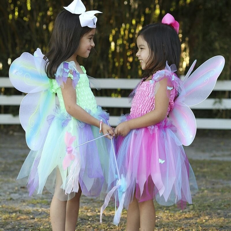 Great Pretenders Pink Butterfly Dress & Wings with Wand Kids Fairytale Costume Set - image 11