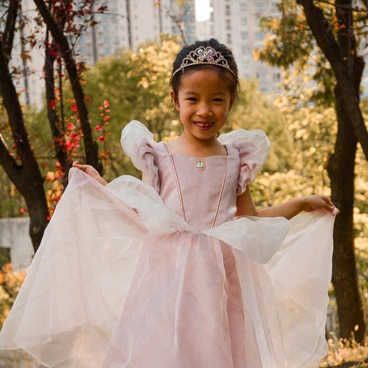 Great Pretenders Pink Antique Princess Gown Puff Sleeves Mesh Cover Dress Kids Costume - image 3