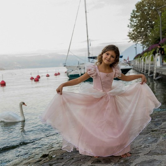 Great Pretenders Pink Antique Princess Gown Puff Sleeves Mesh Cover Dress Kids Costume - image 6