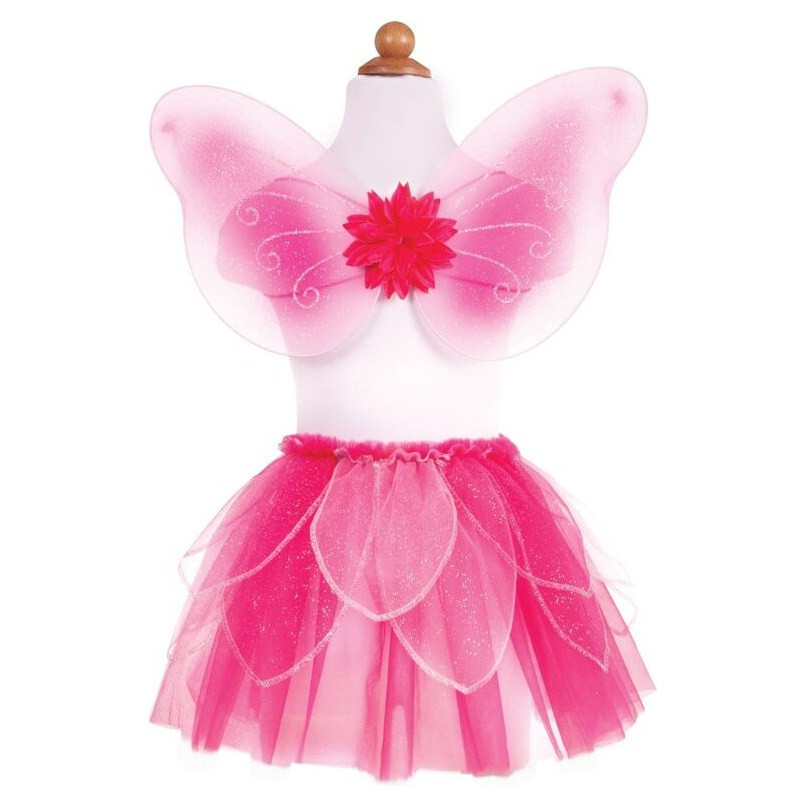 Great Pretenders Pink Fancy Flutter Skirt with Wings & Wand Fairy Costume Set - image 3