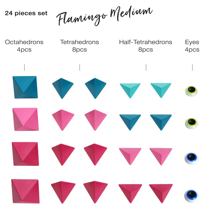 Trido Magnetic Blocks Flamingo Medium Set Includes