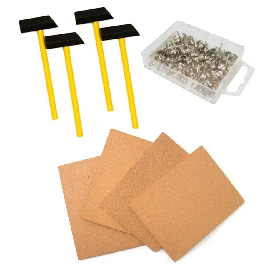 Set of 4 Corkboards, Hammers & Nails