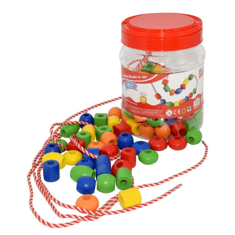 fun factory wooden lacing bead set 90pc
