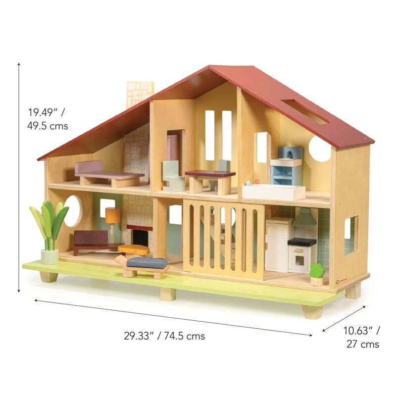 Mentari Cedar Chalet Dollhouse with Doll Furniture - image 3