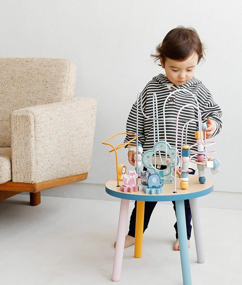 boy with Wire Bead Maze Table