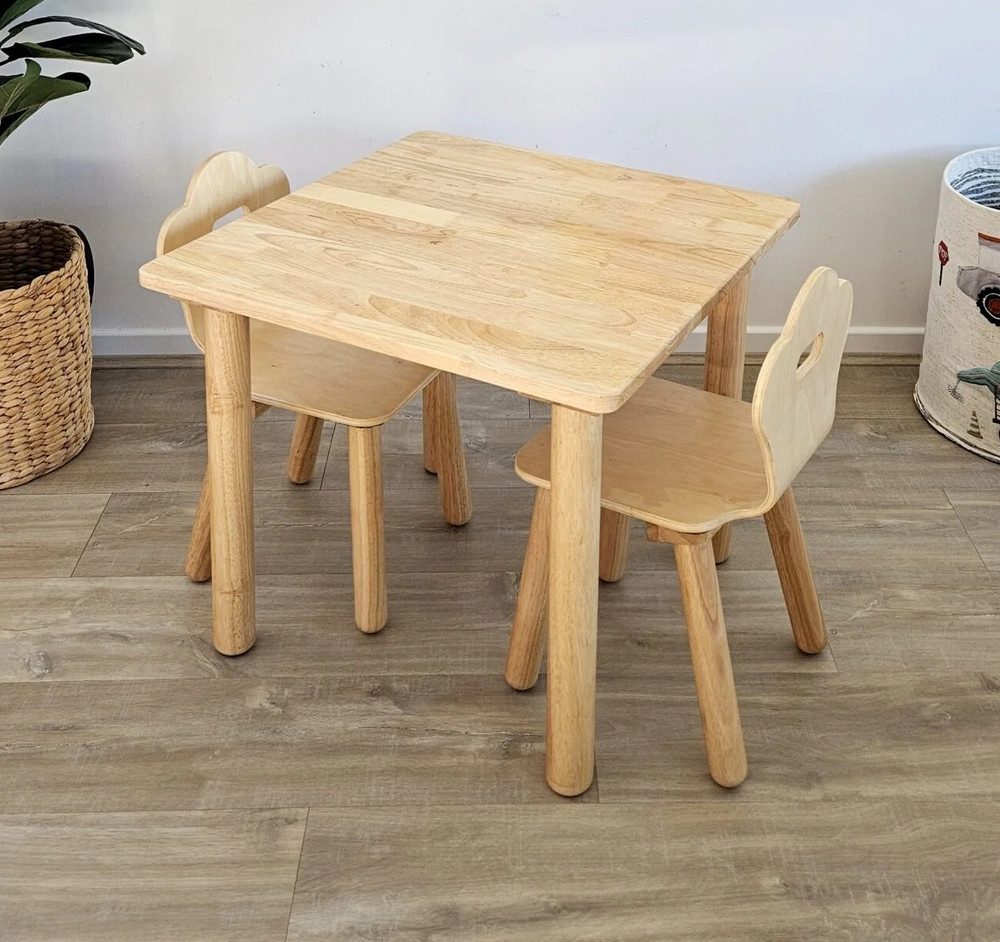 natural cloud backed chair kid table and chair set