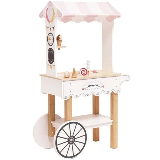 wooden ice cream trolley stand pretend play for kids