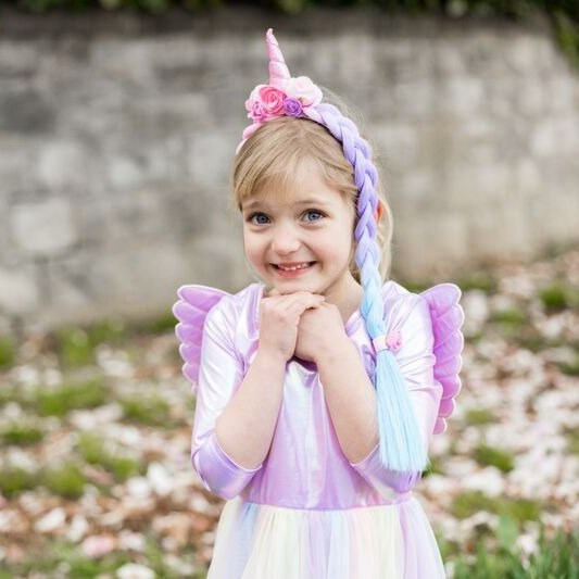 Great Pretenders Alicorn Unicorn Dress with Wings & Headband Kids Costume - image 8