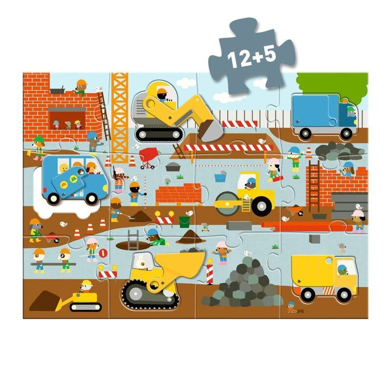 Djeco Construction Site 17 pc Giant Puzzle