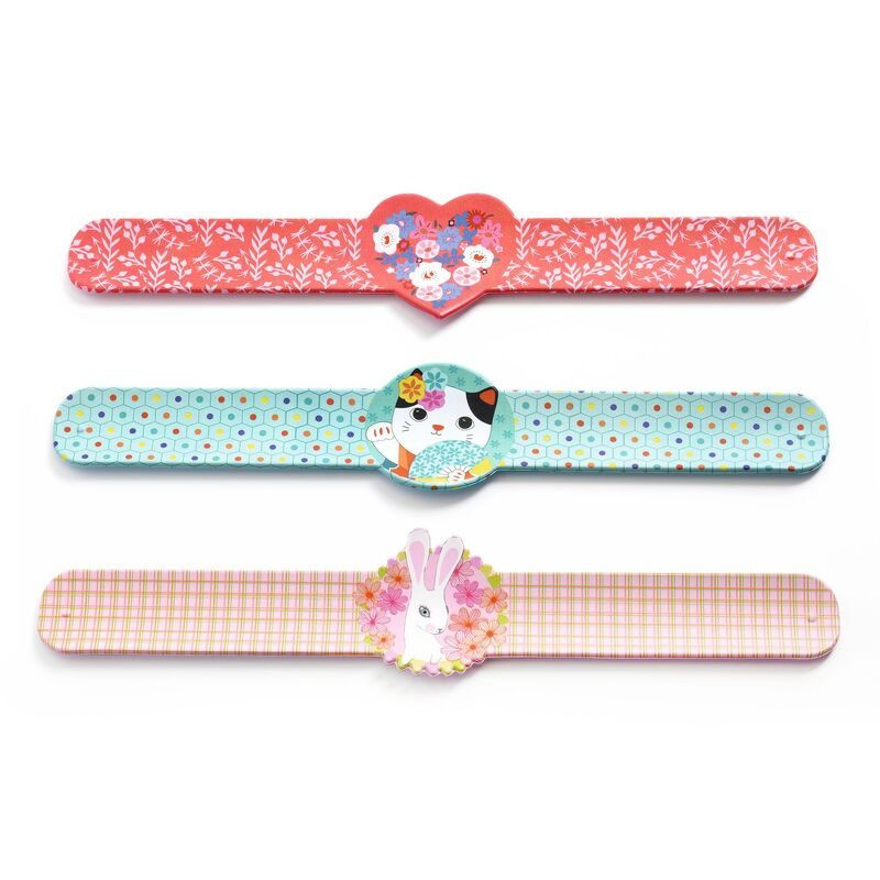 Djeco Hearts, Cats & Rabbits Snap Bracelets 15pc