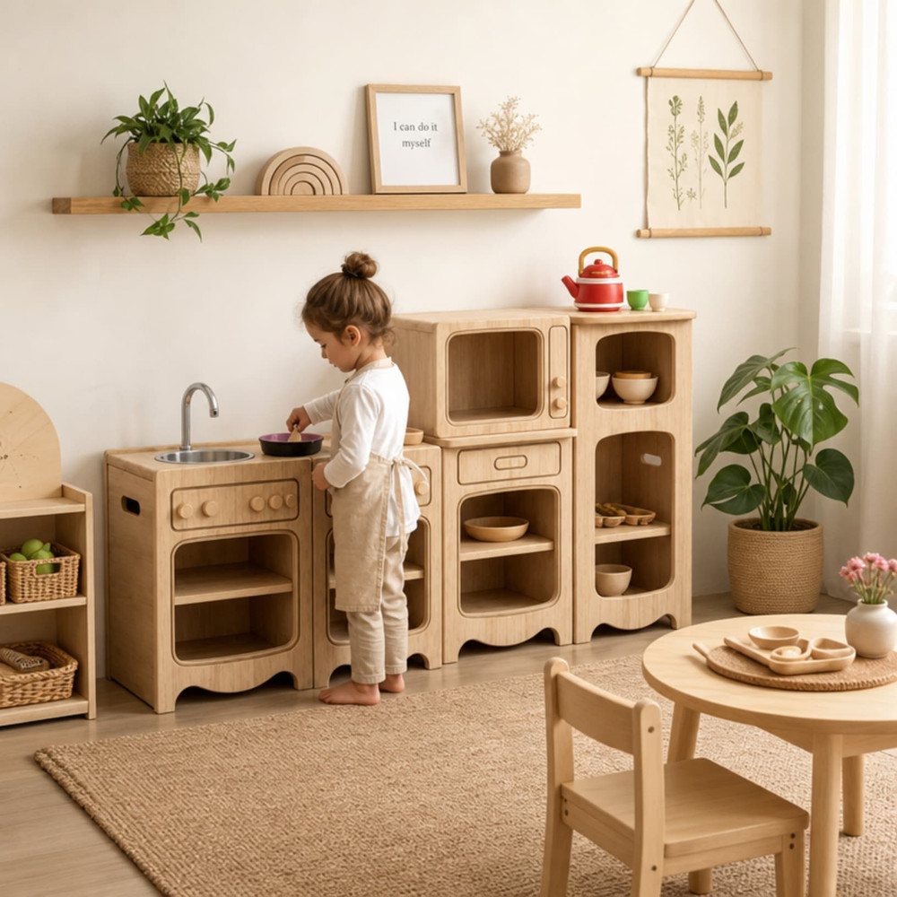 Toddler Play Natural Home Corner Kitchen Set