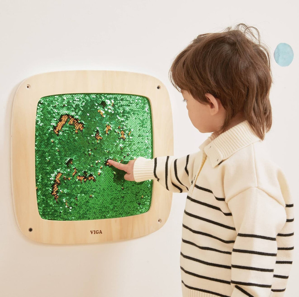Montessori Natural Sensory Wall Activity Panels - Flip Sequins