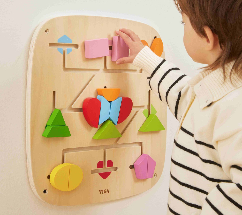 Montessori Natural Sensory Wall Activity Panels - Shape Builder