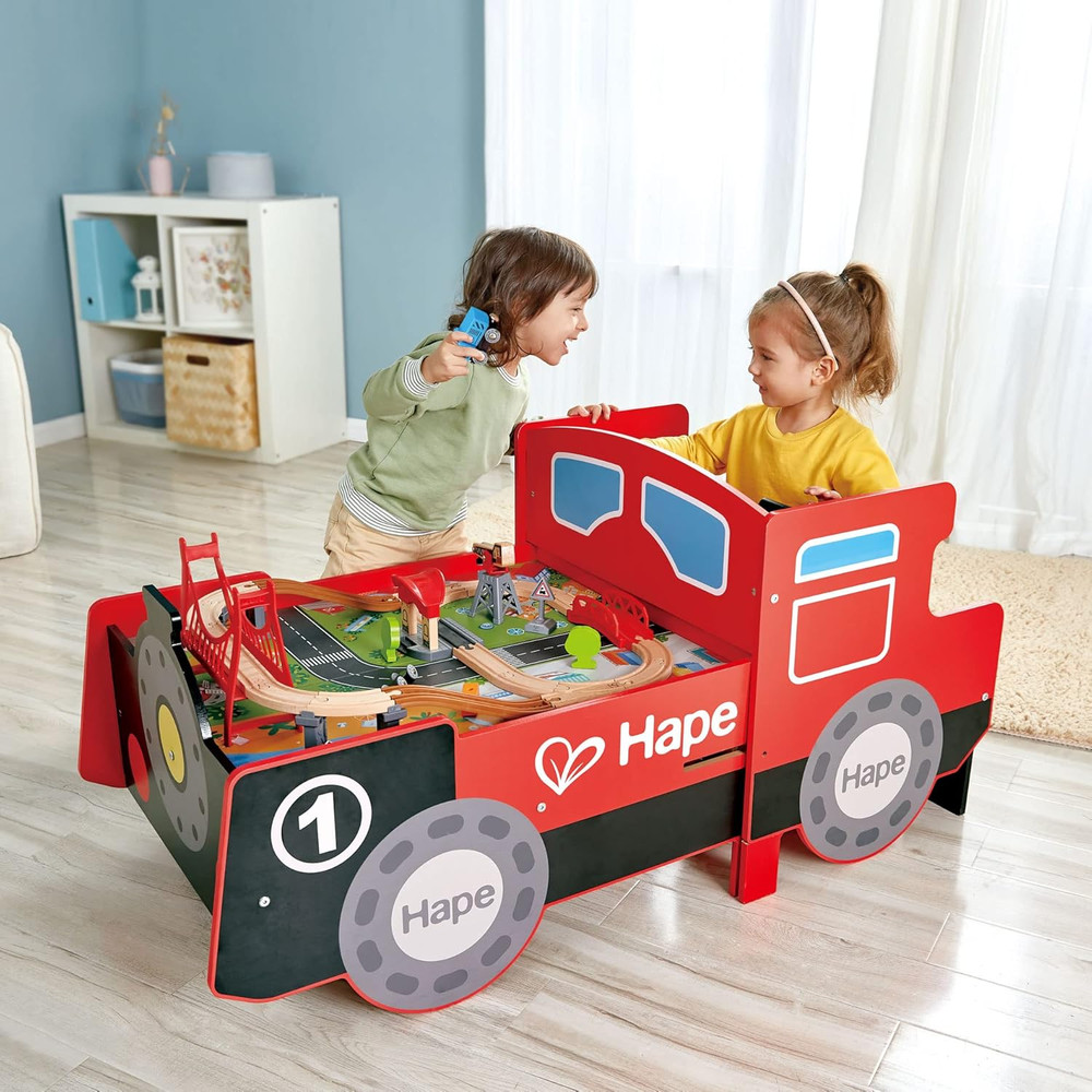 Hape Ride On Train Table with kids