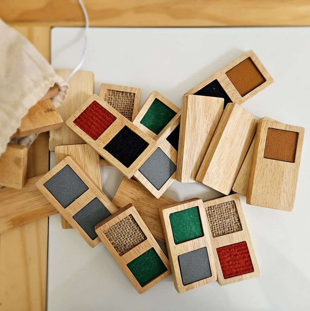 wooden sensory domino set