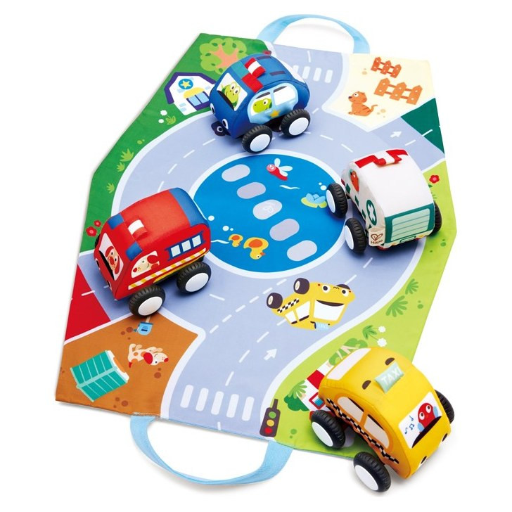 Hape Pull-Back Plush Car Set