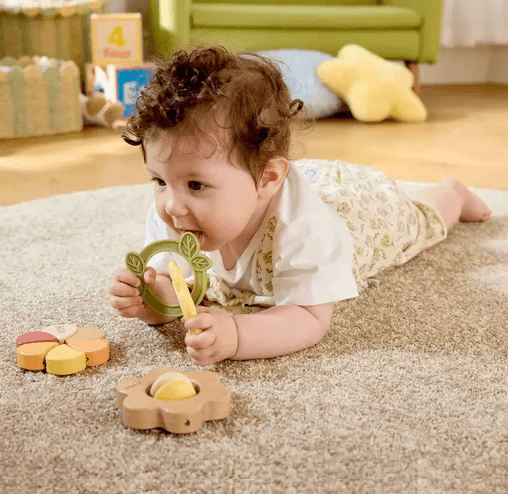 Hape Artful Flowers Rattle Trio with baby