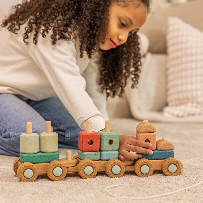 Korko Chugtastic Adventures Pull Along Stacking Cork Toy Train