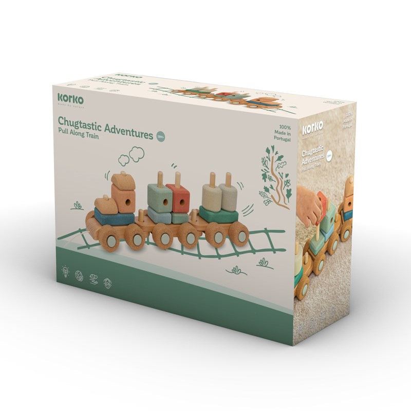  Korko Pull Along Stacking Cork Toy Train Box