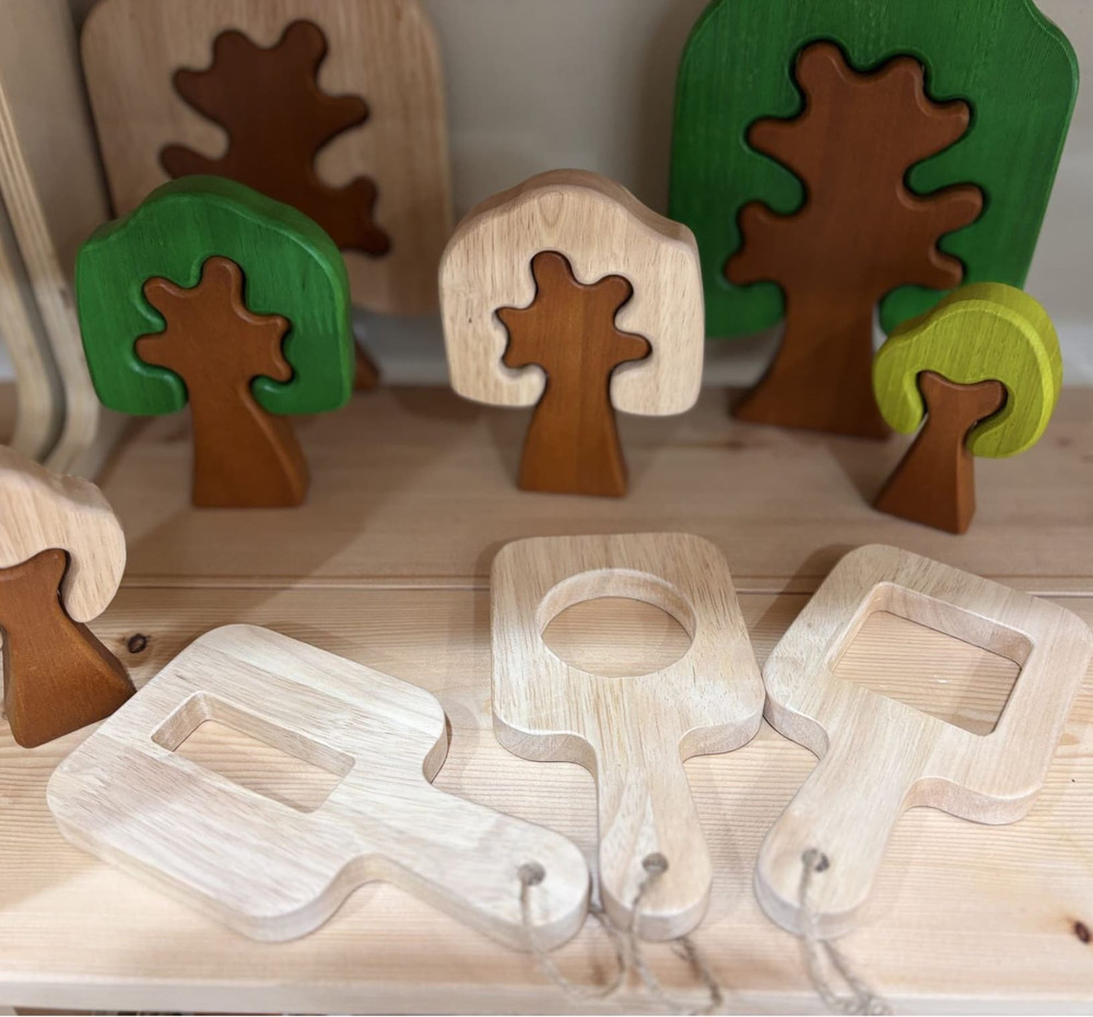 Qtoys Wooden Viewfinder Set of 3 – Nature & Sensory Exploration Framing Toys