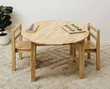 natural wooden round table and standard chairs