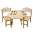 natural round kids table and larger chairs