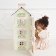 kids playing cherry tree dollhouse side view