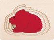 George Luck Five layered wooden puzzle of rabbits