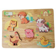 qtoys wooden animal puzzle playset