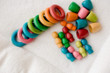 rings and cups wooden pieces