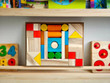 qtoys coloured wooden block set