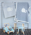 David Fussenegger Grey Stripe Whale Bassinet Blanket