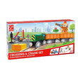 hape crossing and crain railway set in box