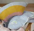 David Fussenegger Blue Stripes With Rainbow Embroidered Juwel Bassinet Blanket