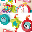 Provided with drum, xylophone, and three spinning blocks
