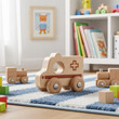 natural wooden mini ambulance toy