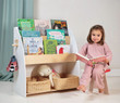 Top storage will have you showcasing some lovely picture book covers and large bottom storage for toy baskets